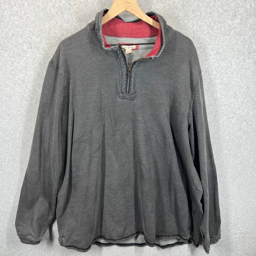 Carbon2Cobalt Quarter Zip Pullover Mens XXLT Gray Ribbed Cotton Blend EUC